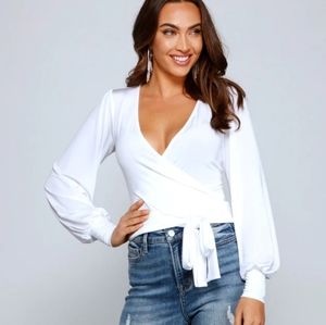 Windsor Slinky White Wrap Top